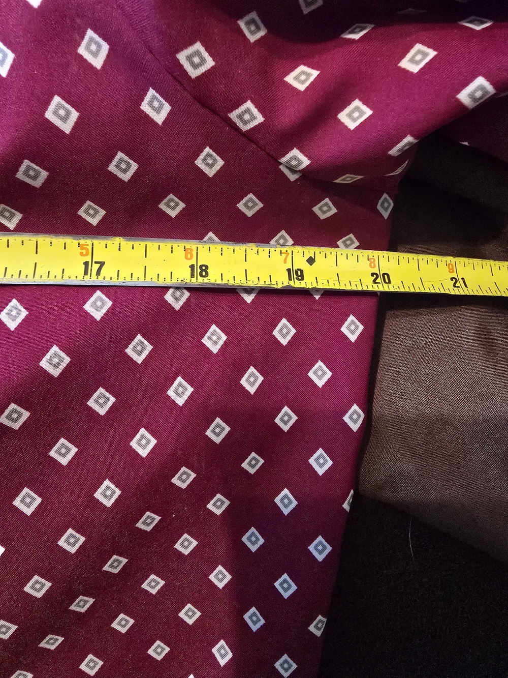 Vintage Russ Togs Diamond-Print Tie-Neck Blouse - Maroon - Picture 9 of 10